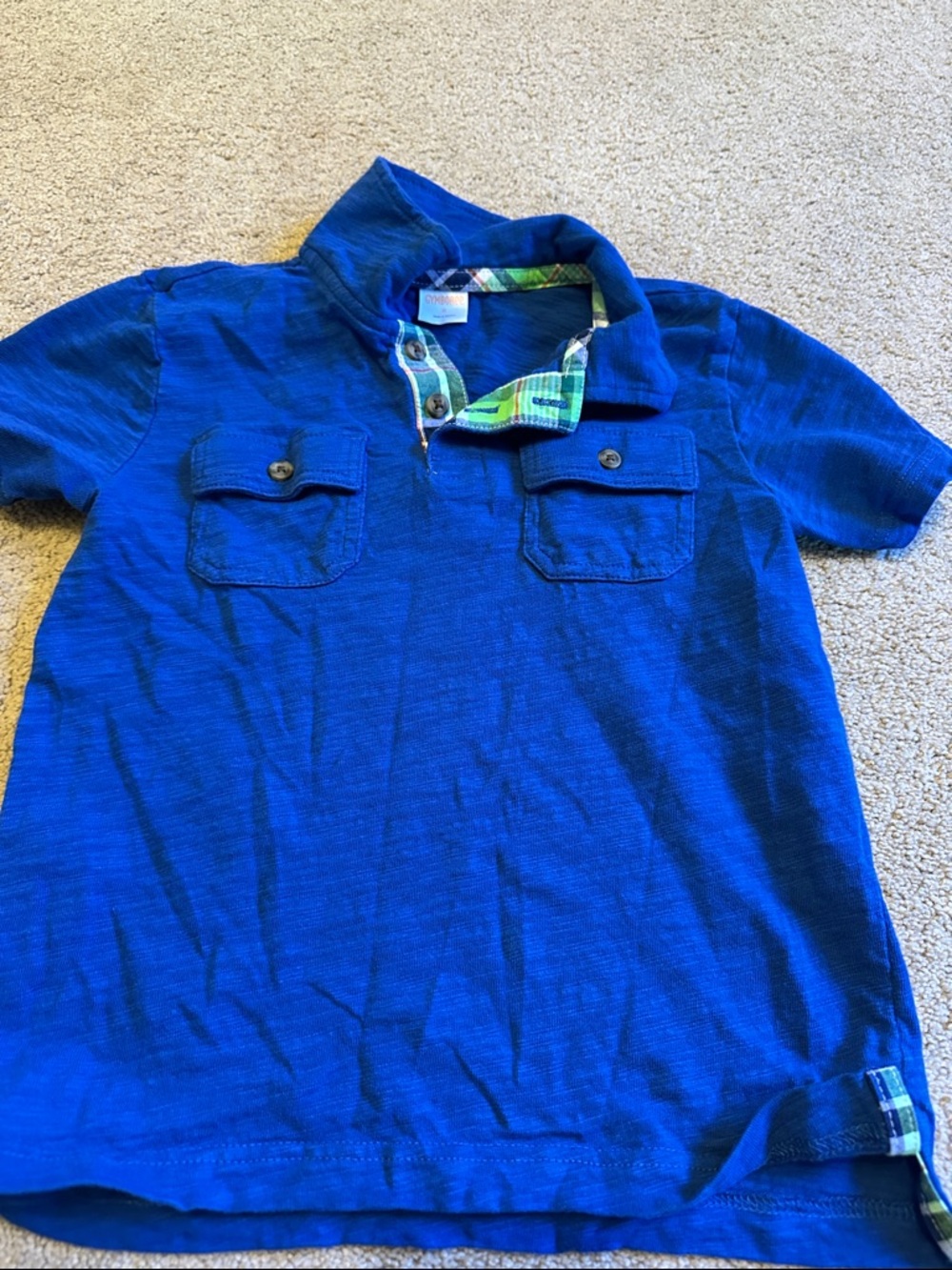 Gymboree Royal Blue Polo with Plaid Trim